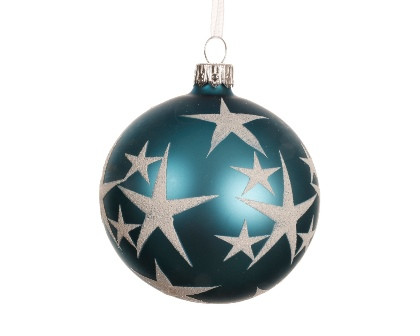Kugel Glas folk blue 8cm