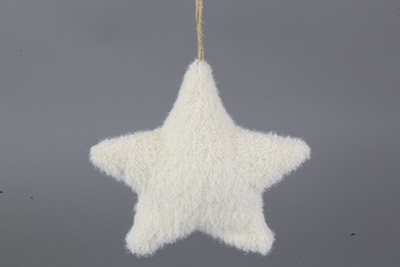 Hänger Stern Plüsch creme 15x15x3cm
