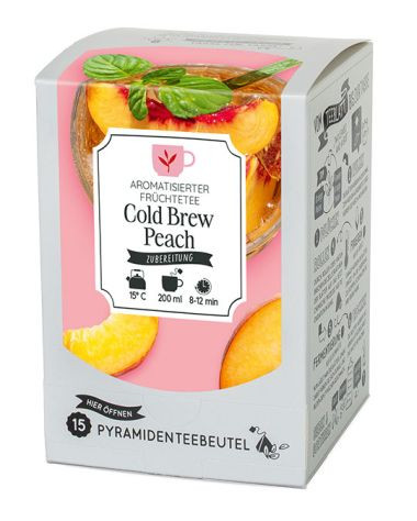 Pyramidenbeutelbox Cold Brew Peach Arom. Früchtetee 15 Btl.