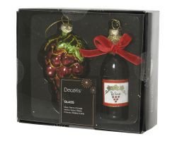 Kugelset Wein und Traube Glas 5,5x4,5x10cm