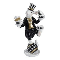Dekofigur Hase schwarz weiß 41,5cm