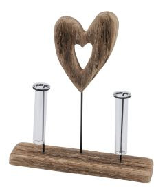 Herz auf Fuß m.2Gläser auf Metallstab 23,5x5,5x26cm