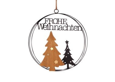 Dekoring Hänger Frohe Weihnachten Metall schwarz Ø 20cm