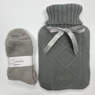 Wärmflasche Socken Set grau 700ml