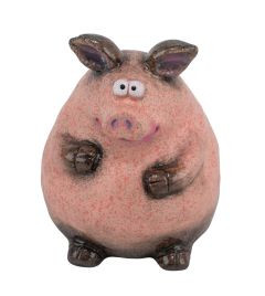 Schwein Keramik rosa/braun 13,5x14x18,5cm
