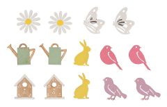 Streuteile Summer Holz m.Klebepunkt 2,2-4cm 14Stück