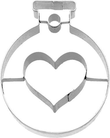 Ausstechform Kugel Herz 6cm, Edelstahl mit Innenprägung PG blau