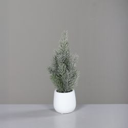 Tannenbaum mit Eis im weißen Keramiktopf grün 33cm