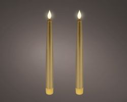 LED Kerze gold indoor 24,5x2,2cm 2er Set