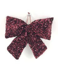 Schleife Pailetten burgundy 40cm