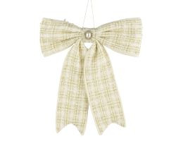 Schleife Tweed creme Polyester 4x33x40cm