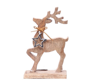 Hirsch Holz m.Ornament 25cm