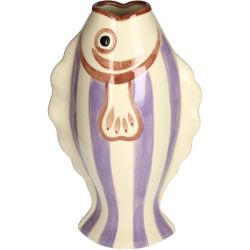 Vase Fisch Steingut lila 23x14x39cm