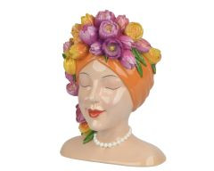 Topf Polyresin bunt 14x12x8cm