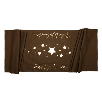 Tischläufer FroheWeihnachten 40x155cm dunkelbraun/gold