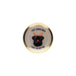 Glasteller Love Plates S, Motiv: Last Christmas I gave you my pug, rund, beige 10x1x10cm