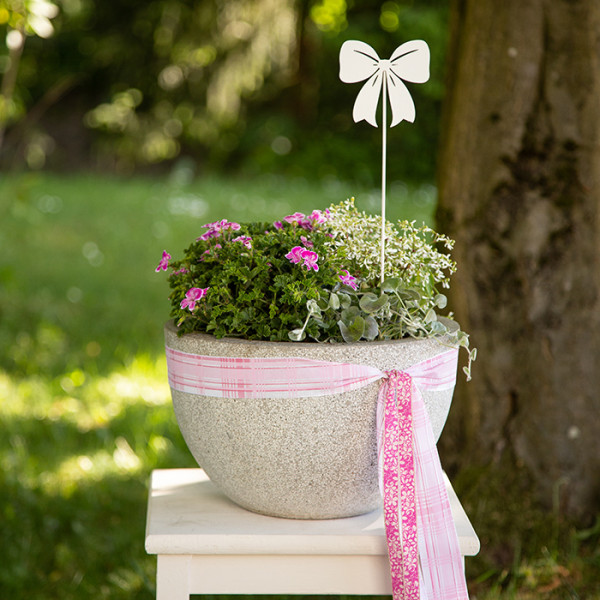 Stecker Holz Schleife weiss