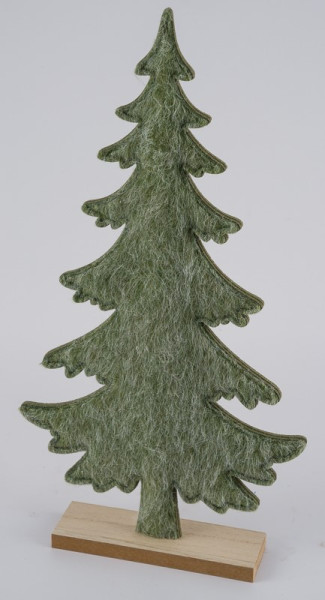 Tanne auf Holzsockel natur Filz grün 22x5x41cm