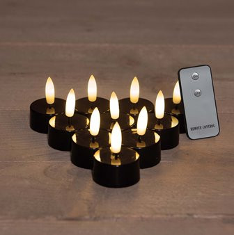 LED Teelicht schwarz B.O.3D warmweiss 10St.
