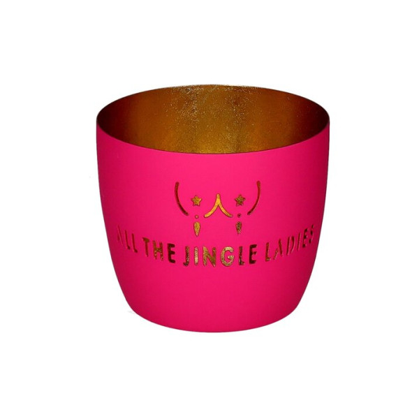 Windlicht Eisen hot pink/gold H8,5cm, D10cm