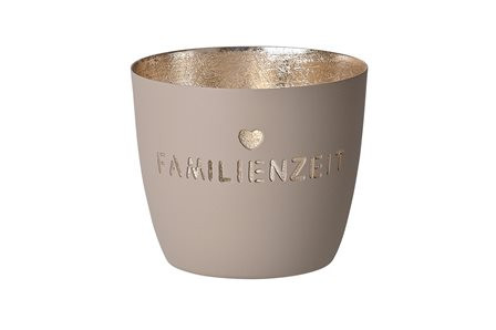 Windlicht Familienzeit sandstone gold H8,5cm Ø10cm