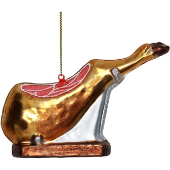 Hänger Schinken Glas gold 4x15x8cm
