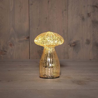 LED Pilz Glas mercury gold 15x9,5cm