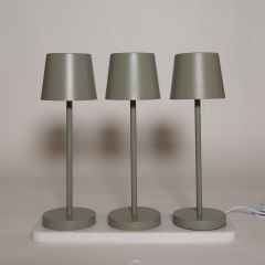 Tischlampe mit Ladestation USB olive 27,5x9CM 3er Set