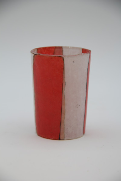 Votiv Glas rot/weiss 6x6x8cm