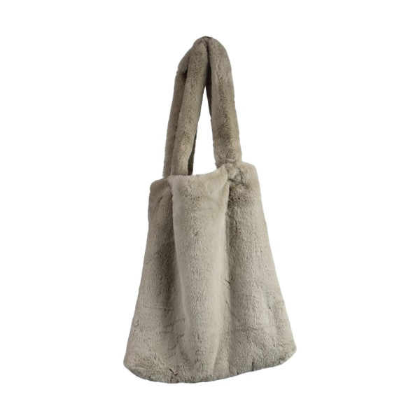 Tasche Kunstpelz hellgrau 44x38x4cm
