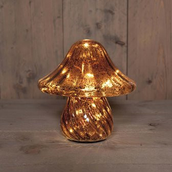LED Pilz Glas mercury braun 19x19cm