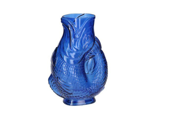 Vase/Karaffe Fisch Glas blau 16,5x24x10cm