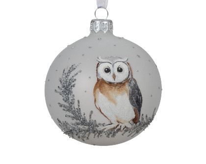 Kugel Glas winterweiss 8cm
