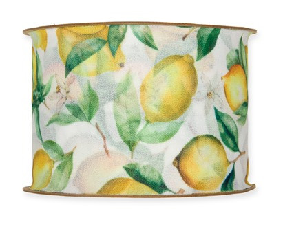 Band Chiffon Zitronen 70mmx15m zitronengelb/grün