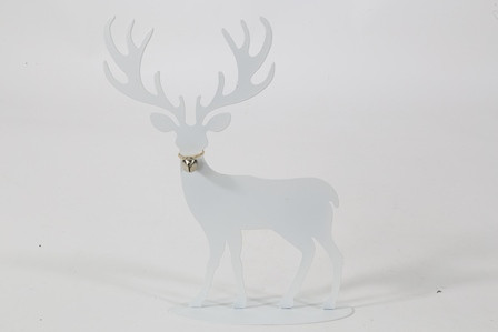 Hirsch Metall weiss 20x25x4cm