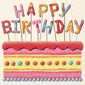 Serviette Birthday cake 33x33cm