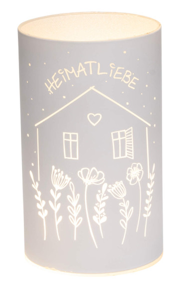 LED Licht Heimatliebe Glas weiß mit Timer 7,5x12cm