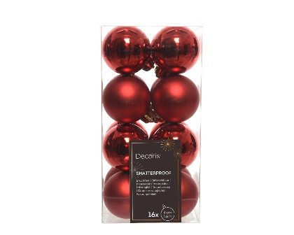 Kugeln bruchfest weihnachtsrot mix 16St. 4cm