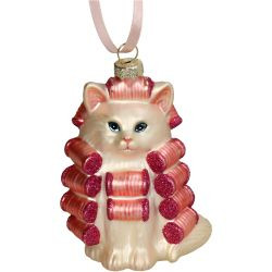 Hänger Glas Katze pink 10cm