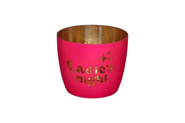 Windlicht Ladies night, hot pink/ gold 8,5cm Ø10cm