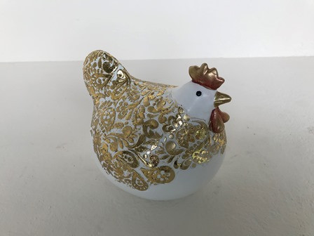 Huhn weiß gold 13cm