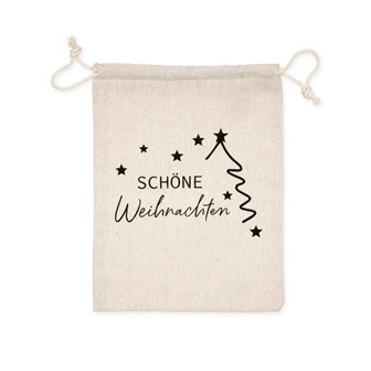 Geschenkbeutel SCHÖNE Weihnachten natur/schwarz