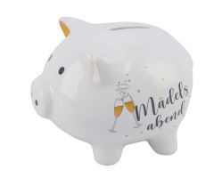 Sparschwein Mädelsabend Keramik weiß 11,5x9x8,5cm