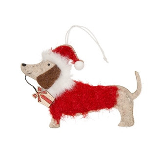 Hund Hänger Filz rot/natur