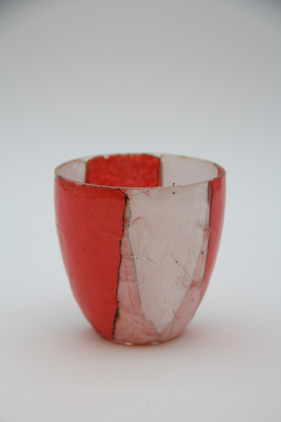 Votiv Glas rot/weiss 8x9x9cm
