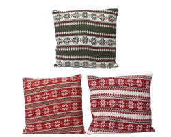 Kissen Weihnachten Skandi Polyester 43x43x2,5cm 3fach sort.