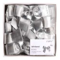 Schleife LAHNBAND 8x6cm 50Stück silber