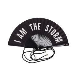 Fächer Holz/Polyester 23cm, Motiv: I am the Storm, schwarz 42x23x3cm