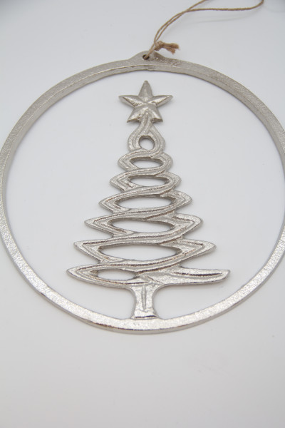 Hänger Baum Aluminium silber 18cm