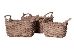 Binsenkorb Henkel Folie recht. weiß gekalkt 25x20x15cm